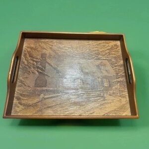 Rustic Brown Wooden Serving Tray